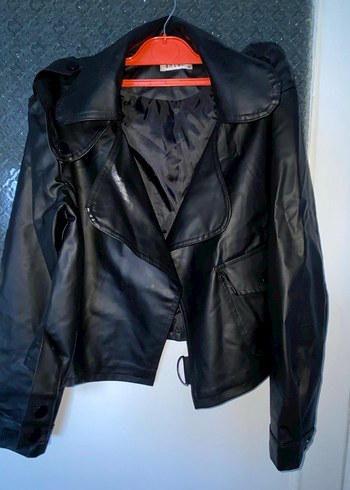 Siyah Deri Mont Az Kullanılmış - Görsel 4