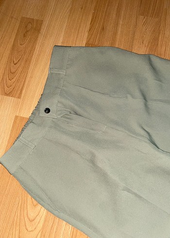 Haki Yeşil Yüksek Bel Kumaş Pantolon - Görsel 2