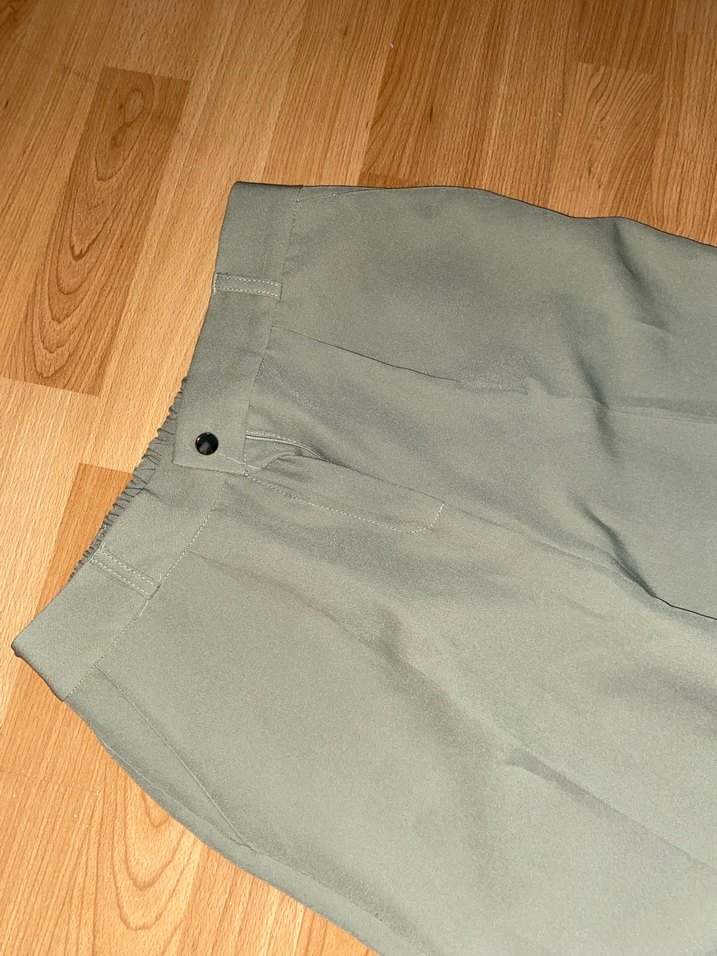 Haki Yeşil Yüksek Bel Kumaş Pantolon - Görsel 2