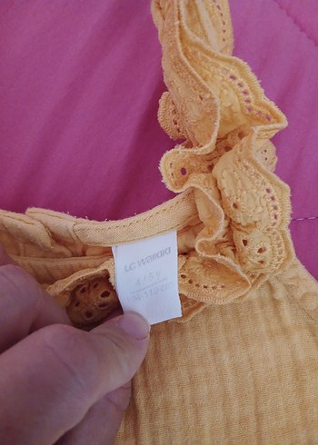 4 Yaş Beden sarı Renk Kız Çocuk Fırfırlı Müslim kumaş Tulum