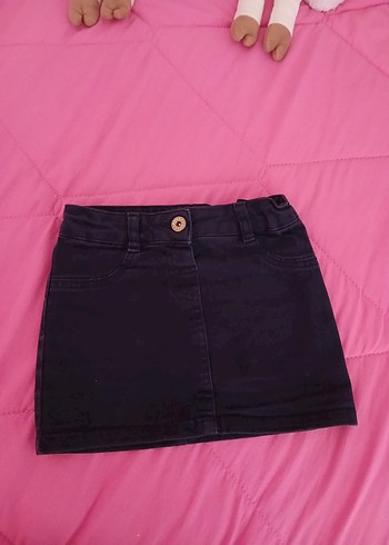LC Waikiki Lacivert Düğmeli Kız Denim Etek