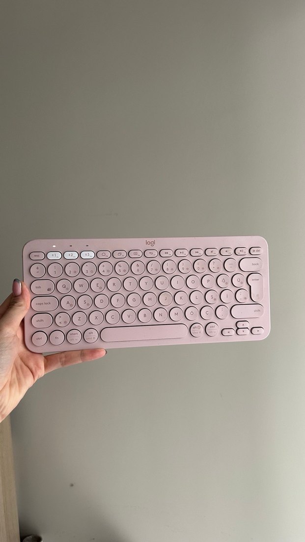 Pastel Pembe Renkli Logitech Pebble Klavye - Görsel 2