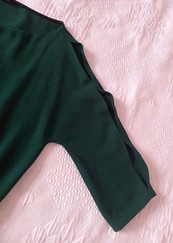 Koyu Yeşil Midi Bohem Elbise - Görsel 2