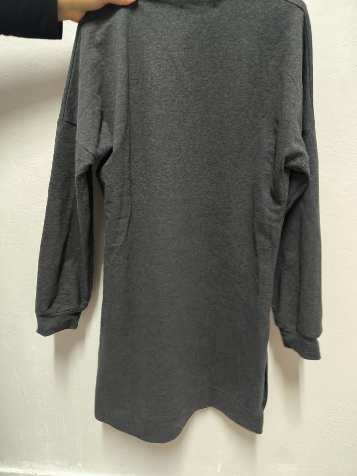 Gri Uzun Kollu Düğmeli Kadın Sweatshirt - Görsel 3