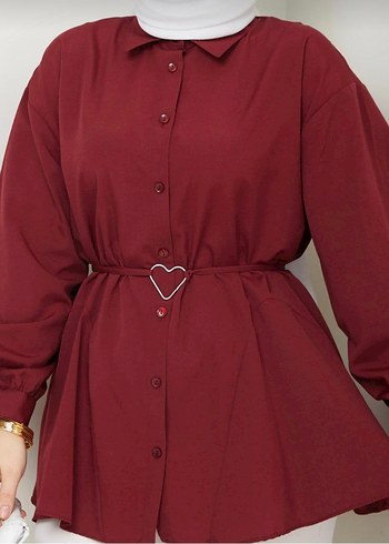 Bordo kemerli gömlek her bedene uygun - Görsel 4