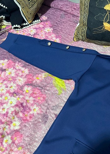 Düğmeli Lacivert Kadın Gömlek Ceket - Görsel 5