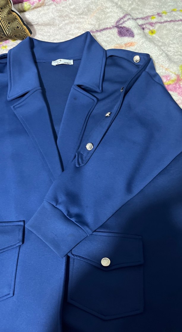 Düğmeli Lacivert Kadın Gömlek Ceket - Görsel 3