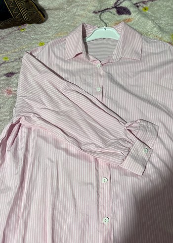 Düğmeli Pembe Kısa Kollu Gömlek - Görsel 2