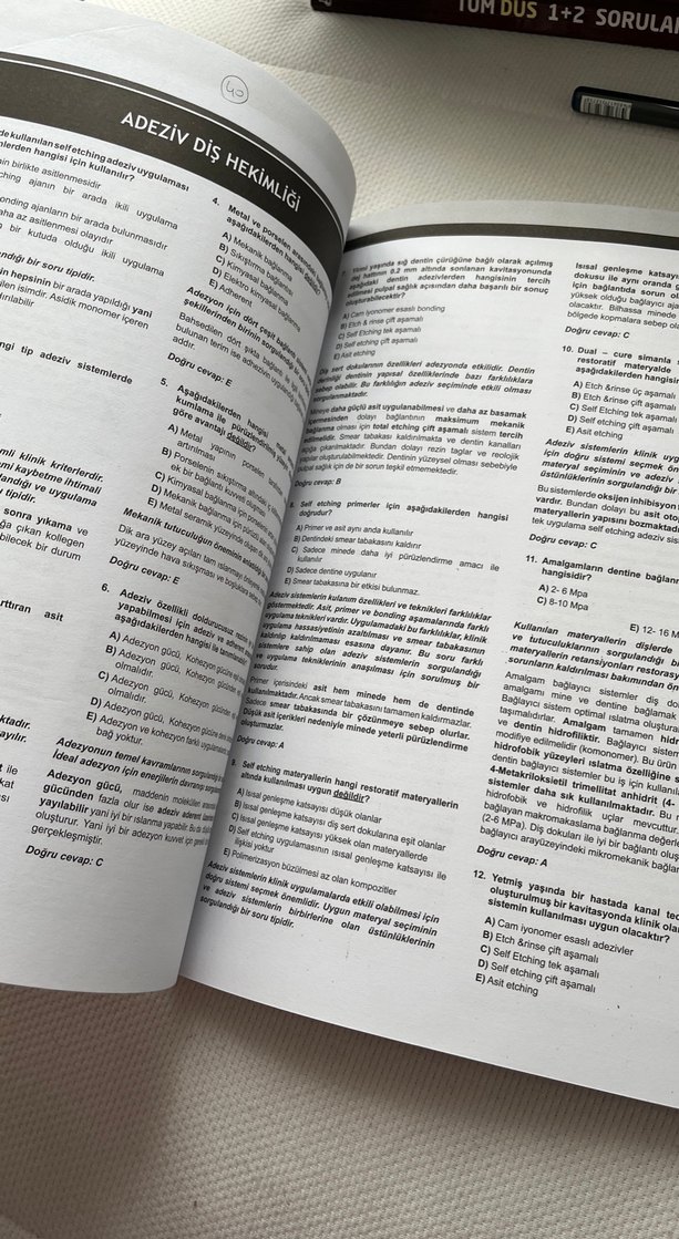 DUS Akademi Restoratif Diş Tedavisi Soru Serisi - Görsel 3