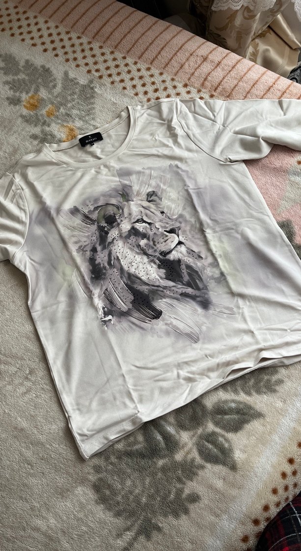 Gri Baskılı  Uzun Kollu Tişört - Görsel 2