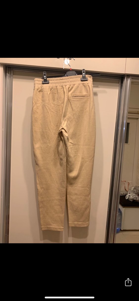 Kadın Bej Keten Kemerli Pantolon - Görsel 2