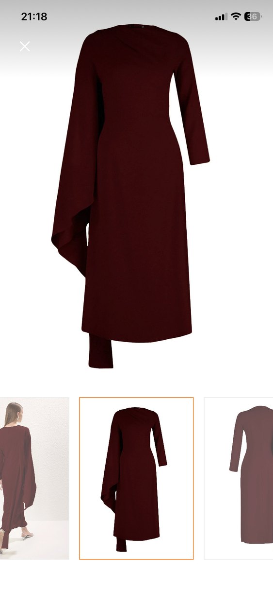 Bordo Uzun Kollu V Yaka Drapeli Elbise - Görsel 2