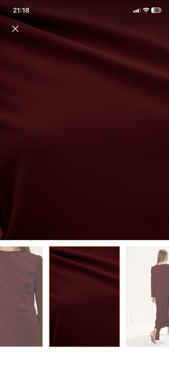 Bordo Uzun Kollu V Yaka Drapeli Elbise - Görsel 5