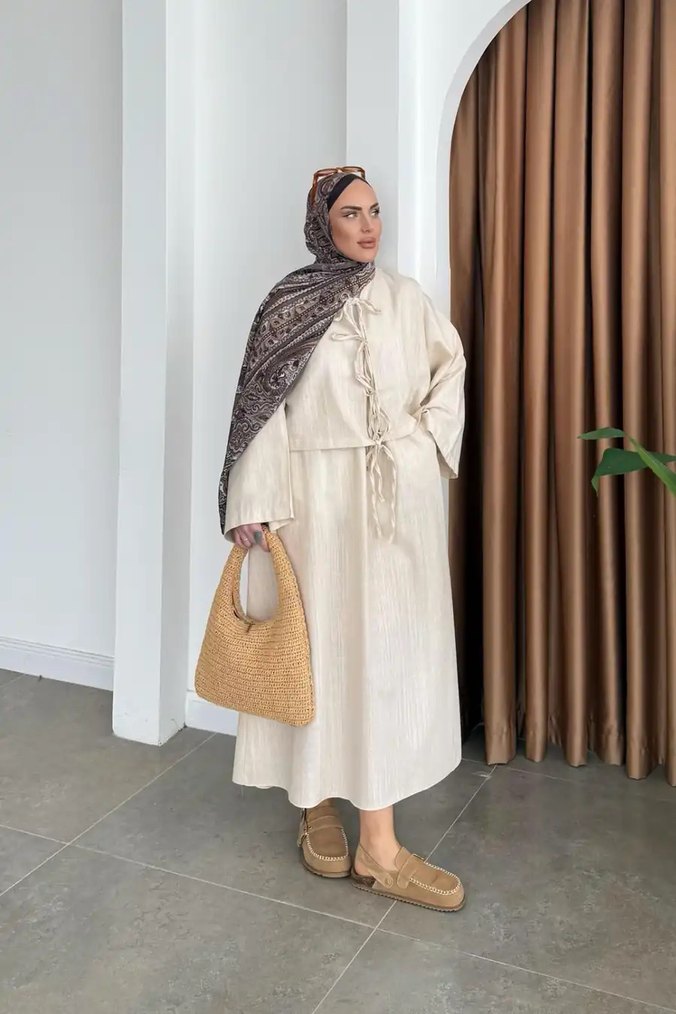 Bohem Tarzı Uzun Keten etekli takım - Görsel 2