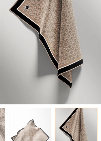 Bej Siyah Desenli Kadın eşarp - Görsel 4