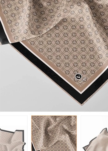 Bej Siyah Desenli Kadın eşarp - Görsel 2