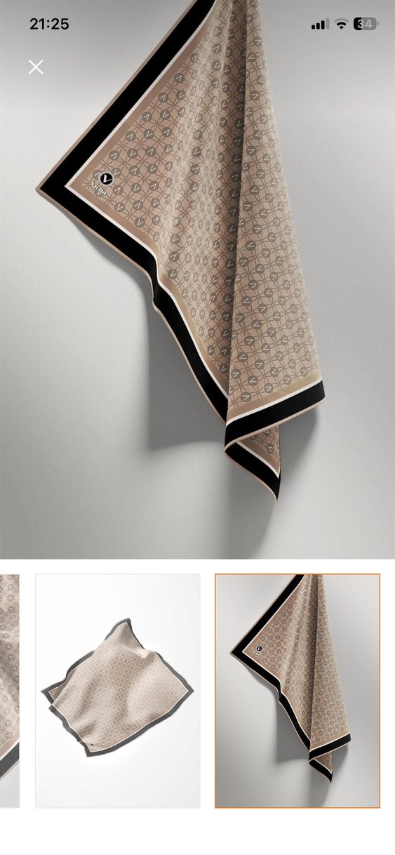 Bej Siyah Desenli Kadın eşarp - Görsel 4