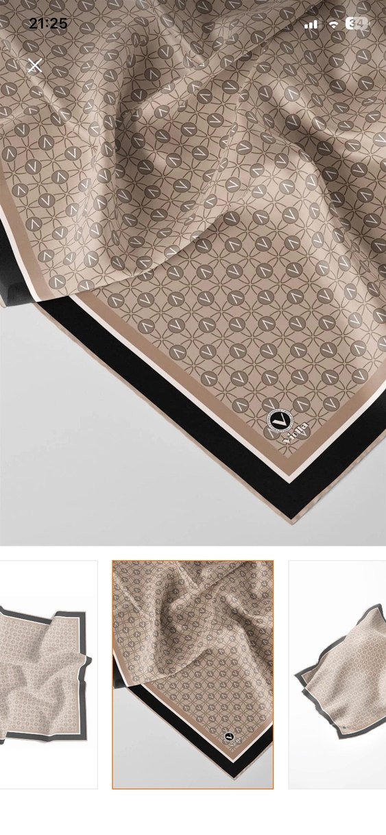 Bej Siyah Desenli Kadın eşarp - Görsel 2