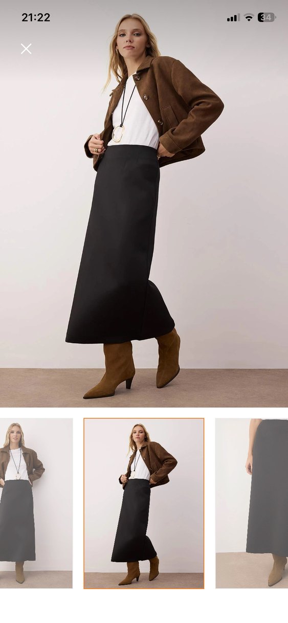 Siyah Süet Kadın Uzun Etek - Görsel 2