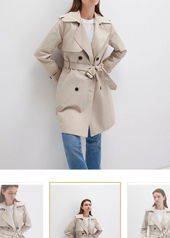 Bej Kısa Kadın Trençkot - Görsel 2