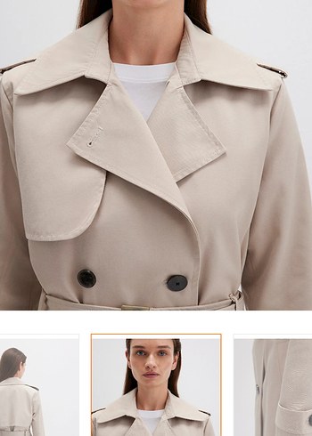 Bej Kısa Kadın Trençkot - Görsel 6