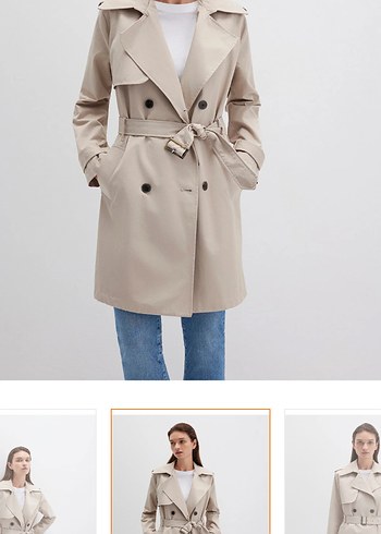 Bej Kısa Kadın Trençkot - Görsel 3