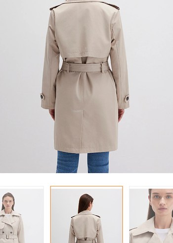 Bej Kısa Kadın Trençkot - Görsel 5