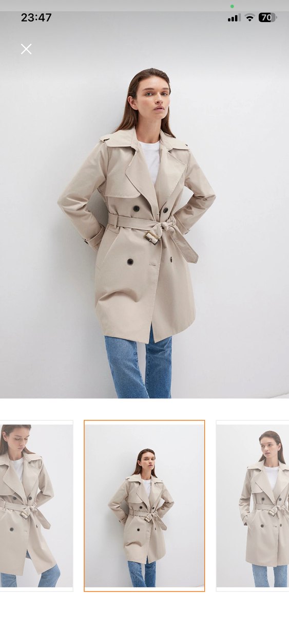Bej Kısa Kadın Trençkot - Görsel 2
