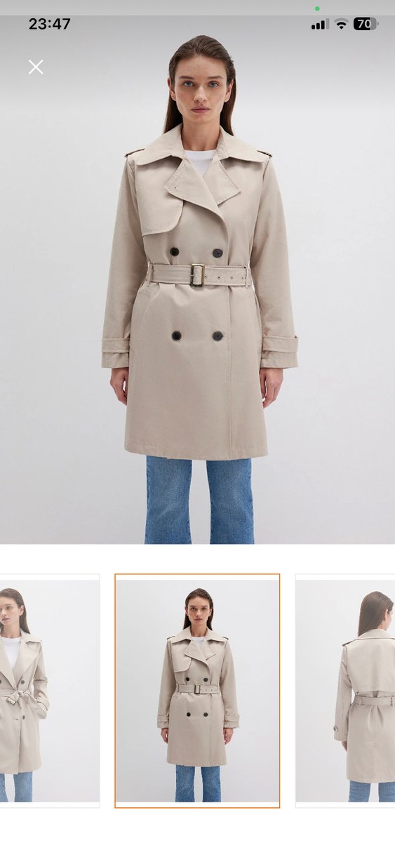 Bej Kısa Kadın Trençkot - Görsel 4