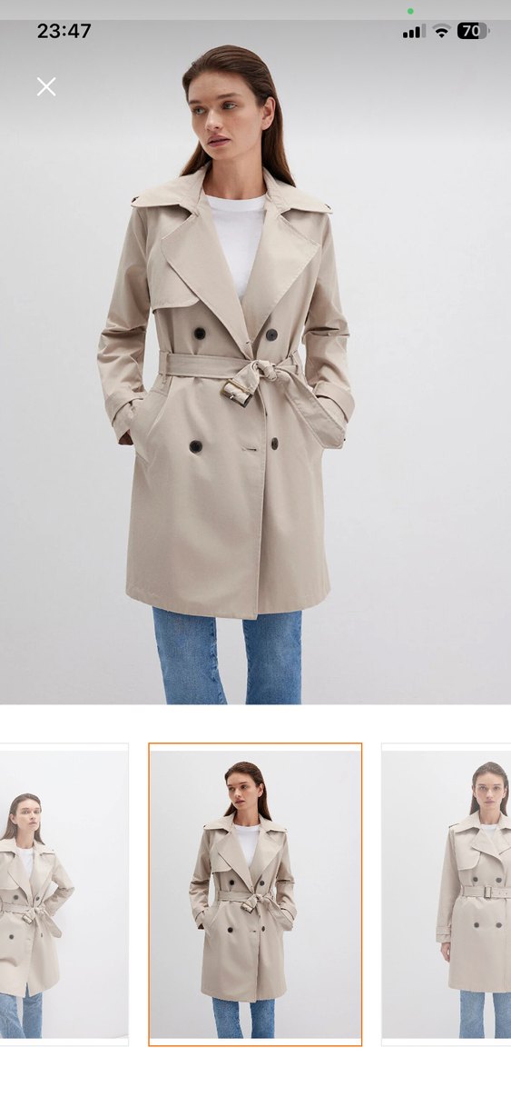 Bej Kısa Kadın Trençkot - Görsel 3