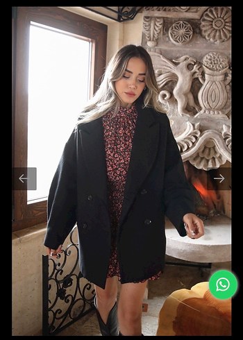 Siyah Düğmeli Midi Kadın Ceket - Görsel 2