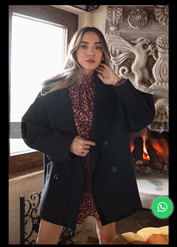 Siyah Düğmeli Midi Kadın Ceket - Görsel 3