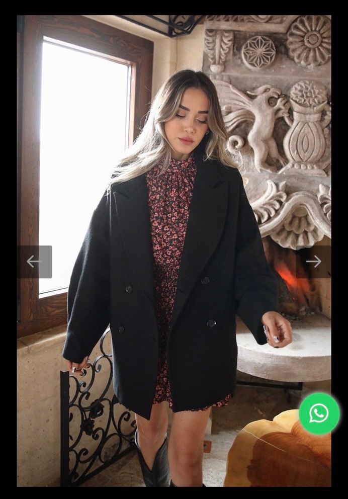 Siyah Düğmeli Midi Kadın Ceket - Görsel 2