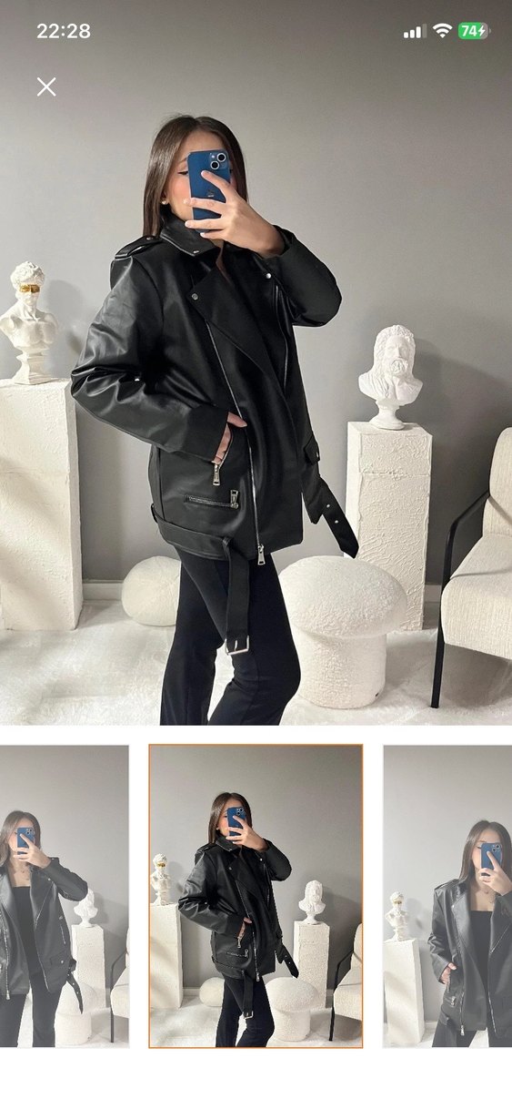 Siyah Deri Kemerli Kadın Ceket - Görsel 4