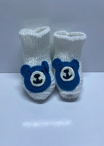 Bebek Beyaz Örgü Patik - Görsel 2