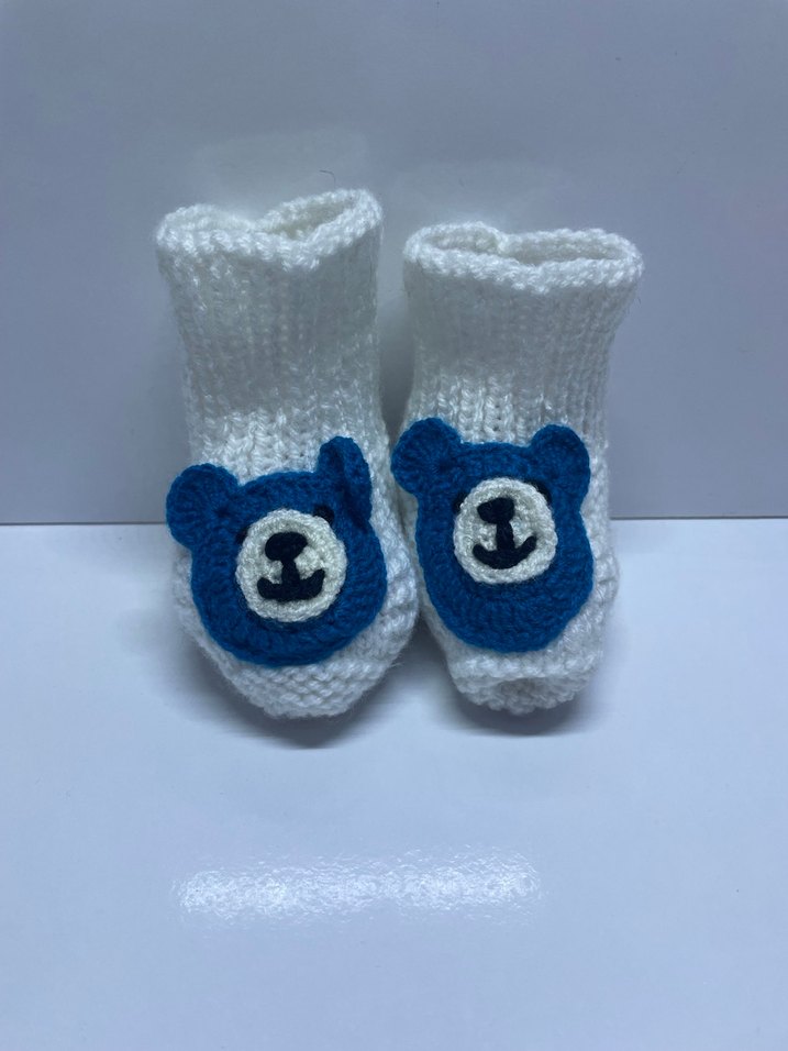 Bebek Beyaz Örgü Patik - Görsel 2