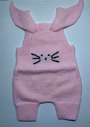 Pembe Örgü Bebek Kız Tulumu Tavşanlı - Görsel 3