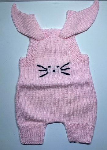 Pembe Örgü Bebek Kız Tulumu Tavşanlı - Görsel 4