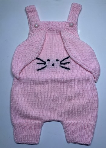 Pembe Örgü Bebek Kız Tulumu Tavşanlı - Görsel 2