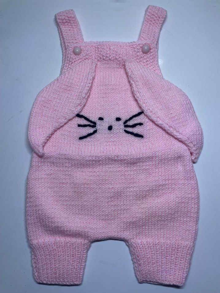 Pembe Örgü Bebek Kız Tulumu Tavşanlı - Görsel 2