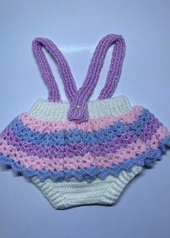 Pastel Renkli Örgü Bebek Kız Tulum - Görsel 3