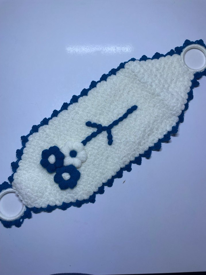 Mavi Beyaz Örgü Banyo Lifi - Görsel 4