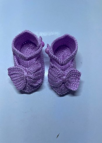Mor Örgü Kız Bebek Patik - Görsel 3