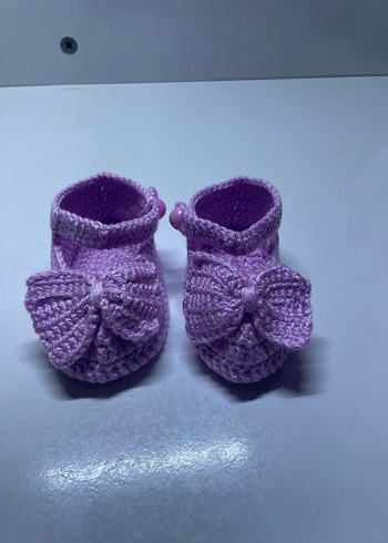 Mor Örgü Kız Bebek Patik - Görsel 2