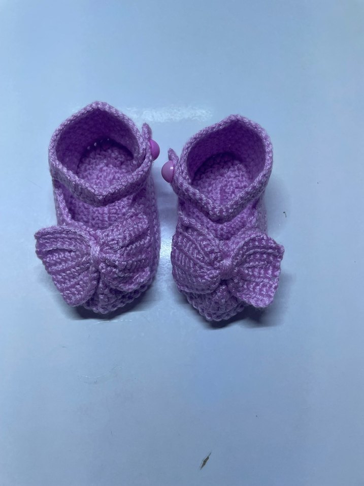 Mor Örgü Kız Bebek Patik - Görsel 3