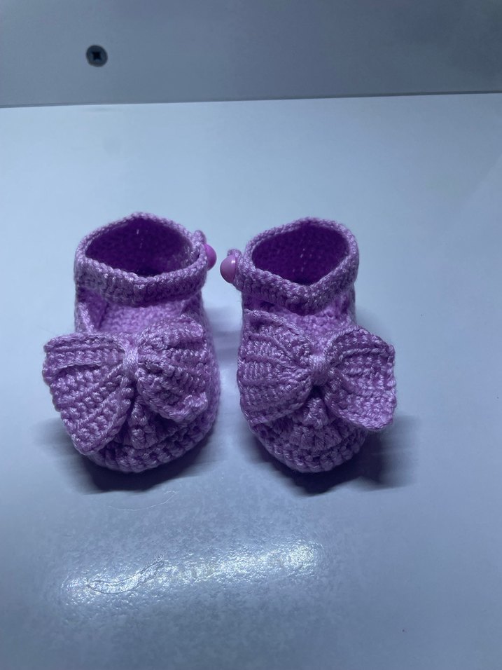 Mor Örgü Kız Bebek Patik - Görsel 2