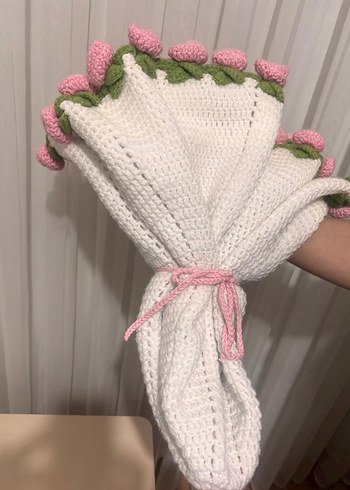 Beyaz Pembe gül yaprak detaylı Battaniye - Görsel 3