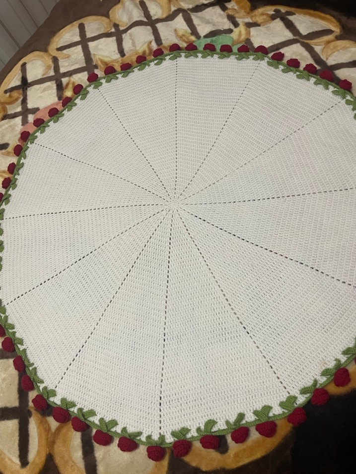 Kırmızı Örgü Kadın Çiçek buketi battaniye - Görsel 5