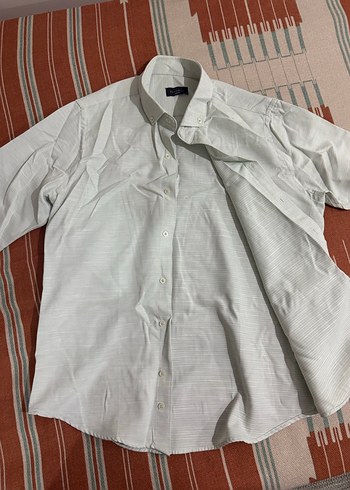 Düğmeli Beyaz Erkek Keten Gömlek - Görsel 2