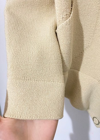 Düğmeli Bej Kadın Yün Ceket - Görsel 3